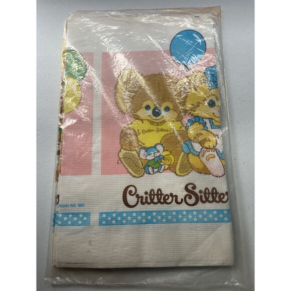 Vintage 1983 Critter Sitters Cat Koala Mouse Paper Table Cover Birthday Party - Picture 1 of 14